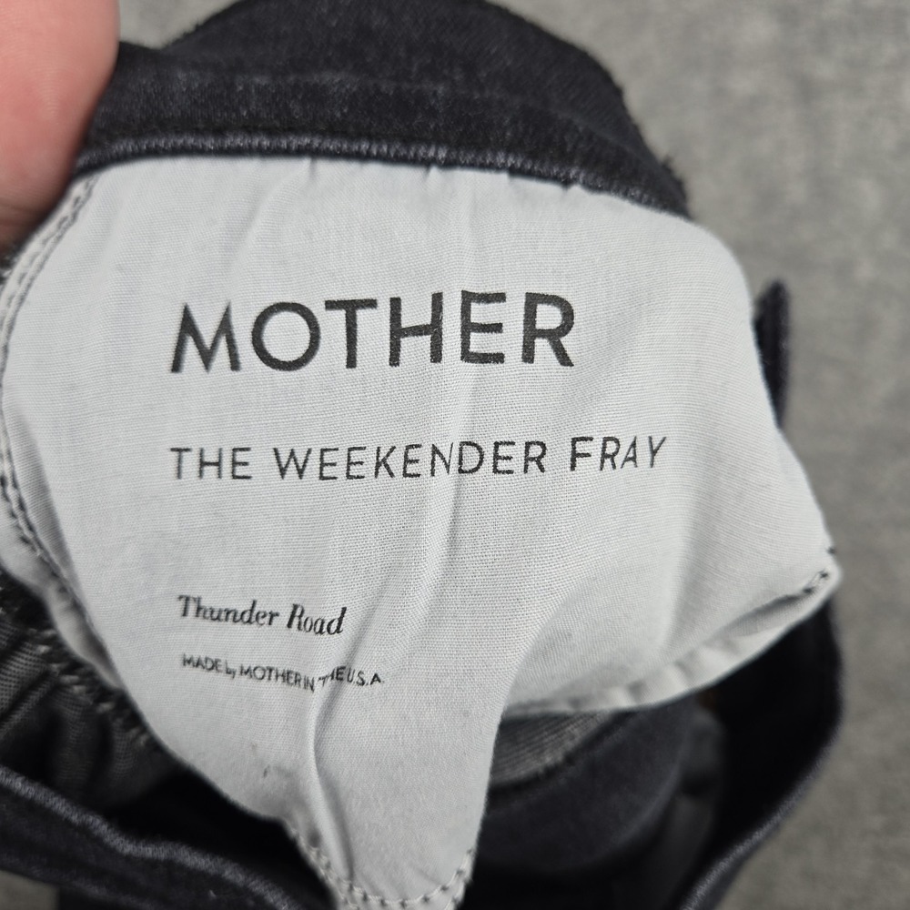 Mother Jeans Womens 28 The Weekender Fray Flare Thunder Road Black Denim Stretch - Picture 3 of 13